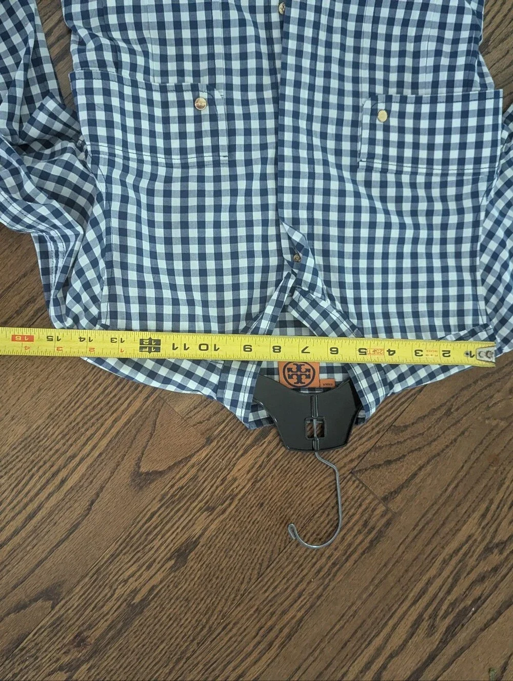 Tory Burch Striped Cotton Shirt With Chest Pocket Plaid Gray Size Small